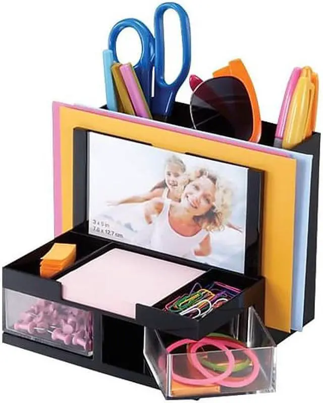 Alt view image 6 of 6 - Officemate International Corp. Desk Organizer 9 Comp Black/Clear 23112