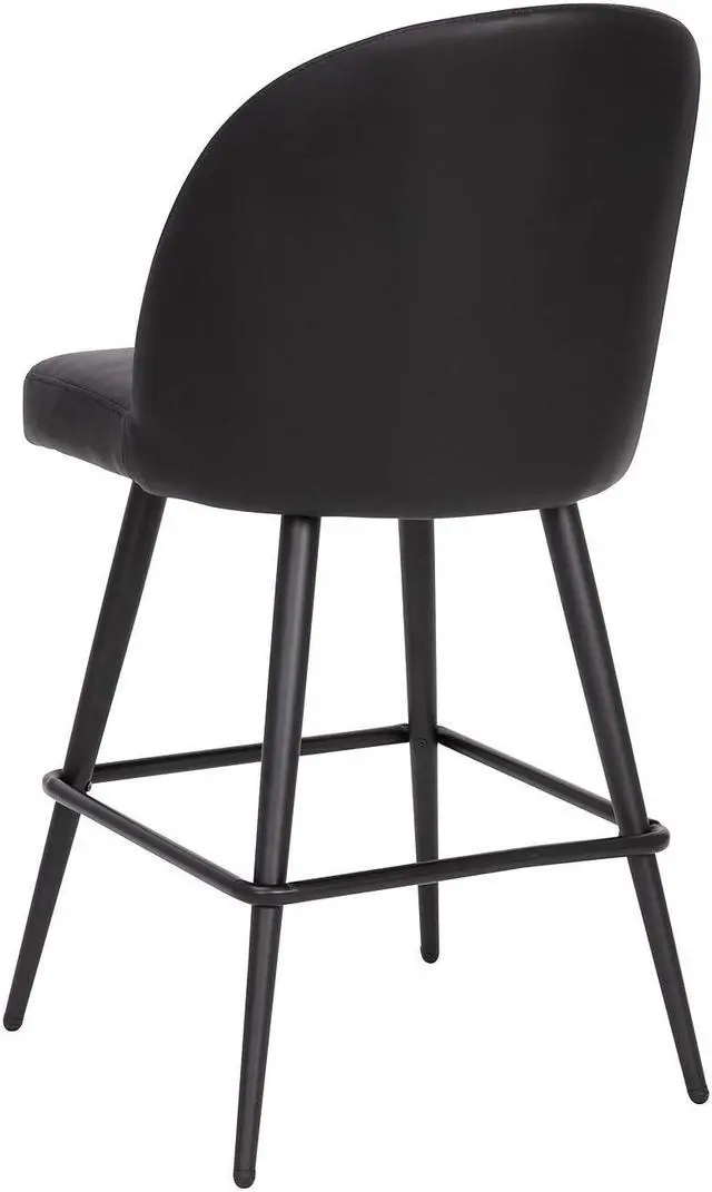 Alt view image 6 of 13 - Lyla Set of 2 Commercial High Back Modern Armless 26" Counter Stools with Contoured Backrests, Steel Frames and Footrests, Black LeatherSoft-Set of 2