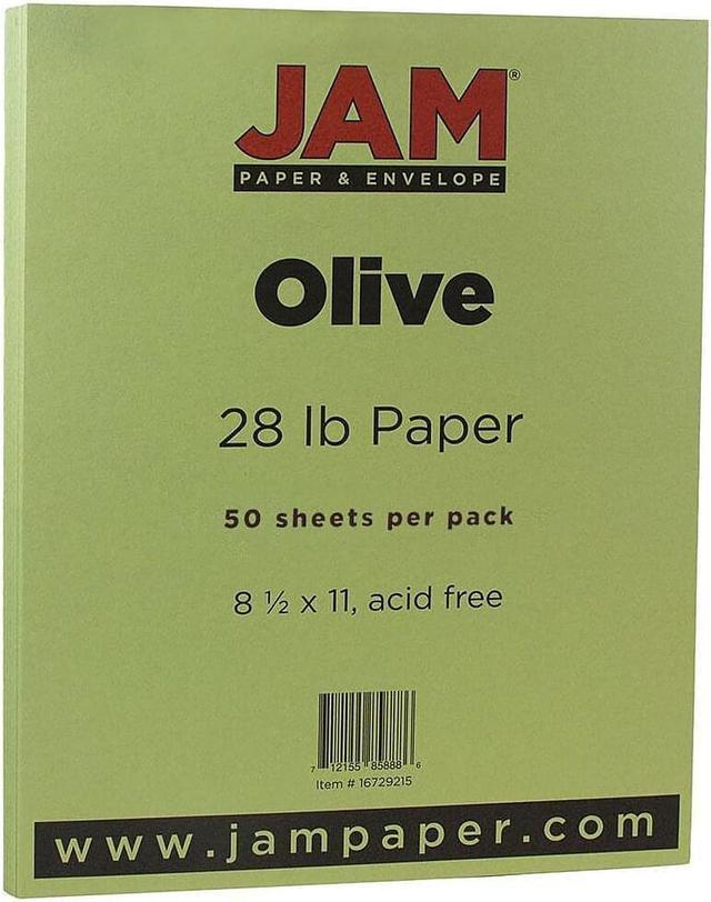 JAM Paper Matte 28lb Paper 8.5 x 11 Olive Green 50 Sheets/Pack
