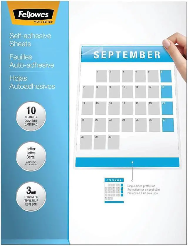 Main image of Fellowes Self-Adhesive Laminating Sheets 9" x 12" 10/Pack (5221501) 719627