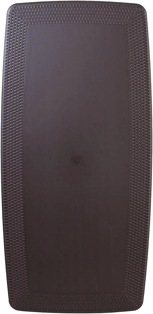 Alt view image 15 of 20 - 5.62-Foot Brown Rattan Indoor-Outdoor Plastic Folding Table