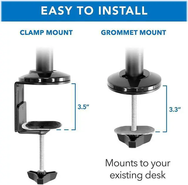 Alt view image 10 of 13 - Mount-It! Single Monitor Standing Gaming Desk Mount with Keyboard Tray | Fits Up to 32" Screens