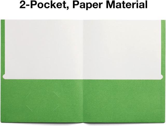 Staples Smooth 2-Pocket Paper Folder, Green, 25/Box (50753/27533-cc)