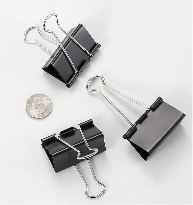 Alt view image 12 of 13 - Officemate Binder Clips Large 2"Wide 1" Cap 12/BX Black/Silver 99100