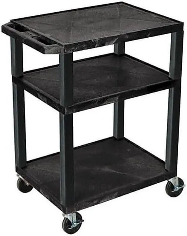Alt view image 3 of 10 - Luxor WT34E 34" AV Cart 3 Shelf, Electric Black/Putty Leg