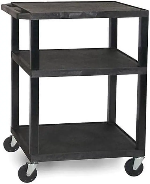 Alt view image 4 of 10 - Luxor WT34E 34" AV Cart 3 Shelf, Electric Black/Putty Leg