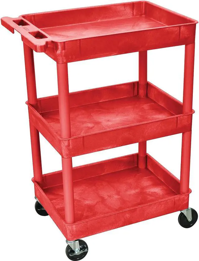 Alt view image 2 of 13 - Luxor Red 3 Tub Tall Utility Cart