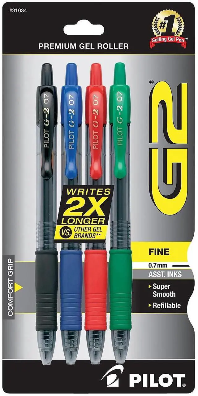 Alt view image 5 of 6 - Pilot Gel Pen Retractable/Refillable Fine Point 4/PK Assorted 31034