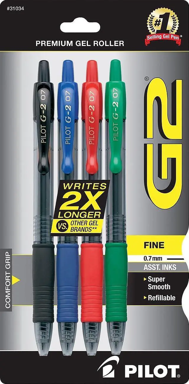 Alt view image 6 of 6 - Pilot Gel Pen Retractable/Refillable Fine Point 4/PK Assorted 31034