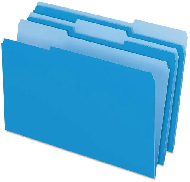 Main image of Pendaflex Colored File Folders 1/3 Cut Top Tab Legal Blue/Light Blue 100/Box 15313BLU