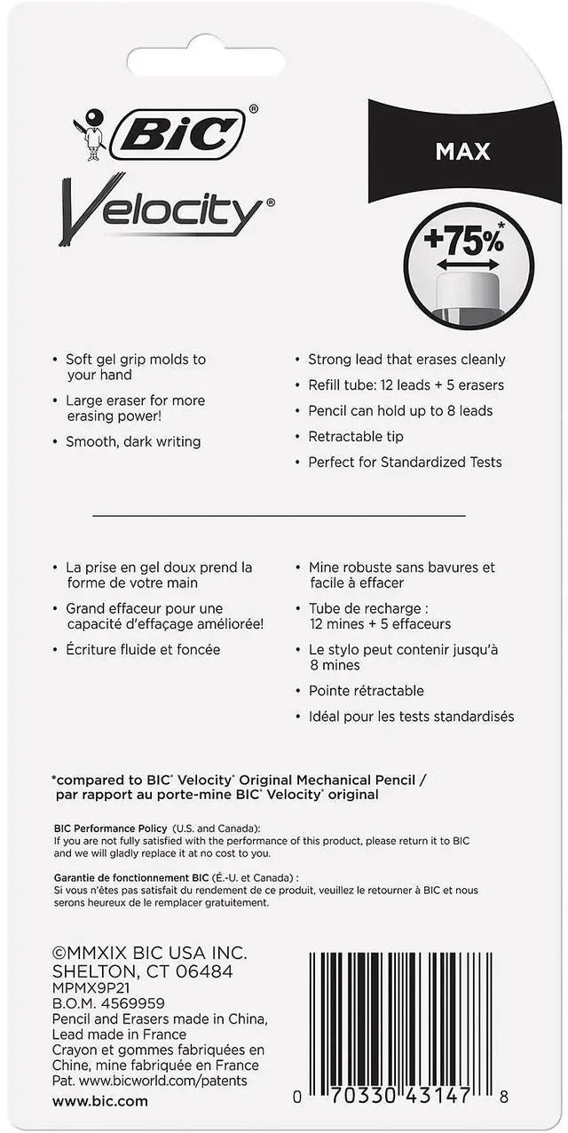 Alt view image 3 of 10 - Bic Pencil,Velcty Max 0.9,2pk MPMX9P21