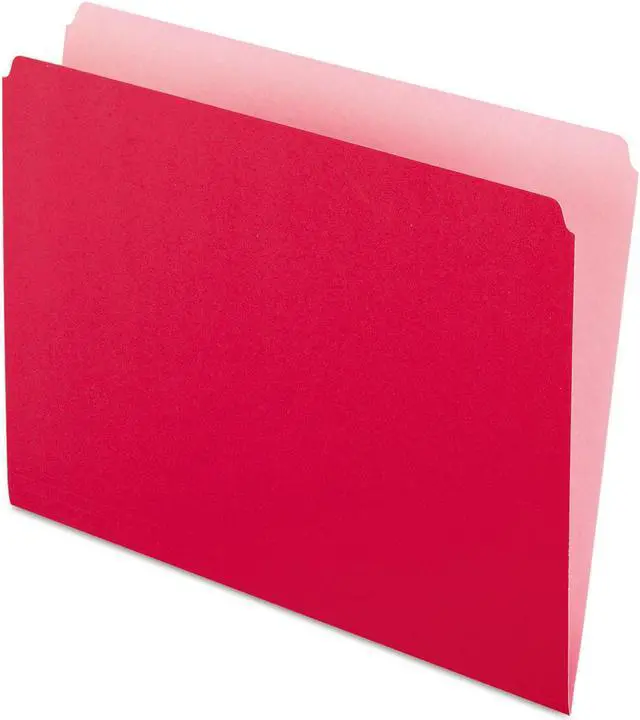Main image of Pendaflex Colored File Folders Straight Cut Top Tab Letter Red/Light Red 100/Box 152RED