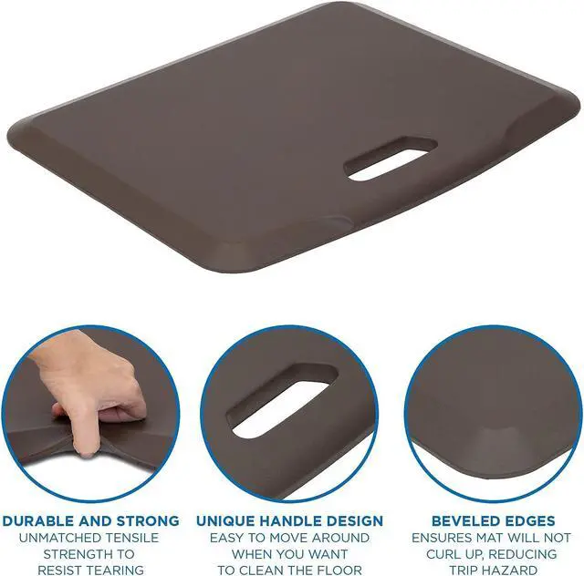 Alt view image 12 of 16 - Mount-It! Anti Fatigue Floor Mat for Gaming Desk | Brown