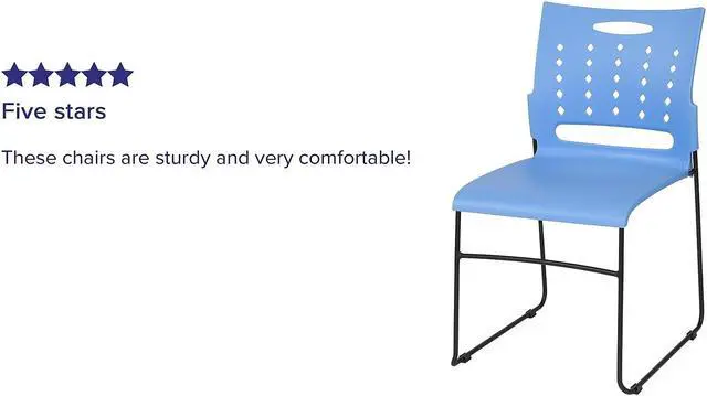 Alt view image 6 of 8 - Flash Furniture 5 Pack HERCULES Series 881 lb. Capacity Blue Sled Base Stack Chair with Air-Vent Back