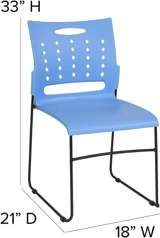 Alt view image 8 of 8 - Flash Furniture 5 Pack HERCULES Series 881 lb. Capacity Blue Sled Base Stack Chair with Air-Vent Back