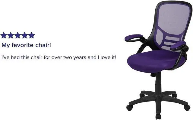 Alt view image 5 of 20 - Flash Furniture Porter Ergonomic Mesh Swivel High Back Office Chair Purple/Black (HL00161BKPUR)