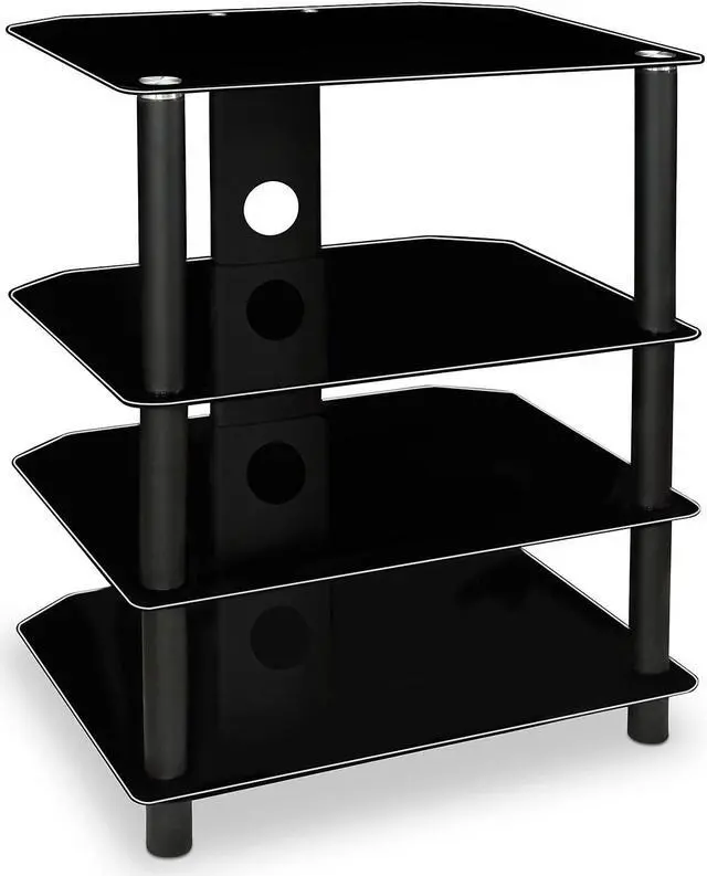 Alt view image 5 of 9 - Mount-It! AV Component Media Stand, Glass Shelves, Audio Video Components, Storage for Xbox, Playstation, Speakers, Cable Boxes, 88 Lb Load Capacity, Black Silk (Mi-867)