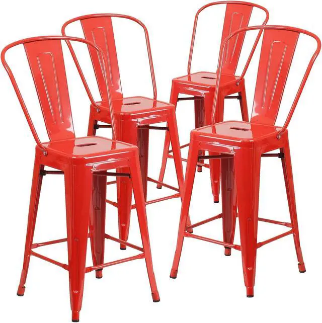 Alt view image 8 of 18 - FLASH FURNITURE 4-CH-31320-30GB-BQ-GG Black Metal Outdoor Stool,30"