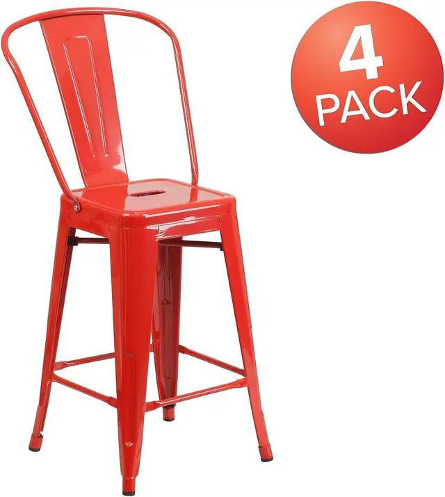 Alt view image 10 of 18 - FLASH FURNITURE 4-CH-31320-30GB-BQ-GG Black Metal Outdoor Stool,30"