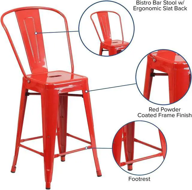 Alt view image 13 of 18 - FLASH FURNITURE 4-CH-31320-30GB-BQ-GG Black Metal Outdoor Stool,30"