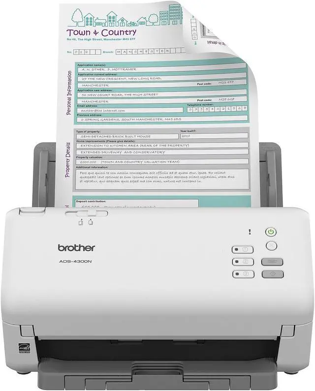 Alt view image 2 of 9 - Brother ADS4300N 24 bit Dual CIS 600 x 600 dpi Sheet Fed Professional Desktop Scanner