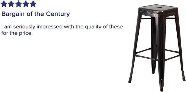 Alt view image 5 of 15 - Flash Furniture 30" High Backless Black-Antique Gold Metal Indoor-Outdoor Barstool with Square Seat 4 Pack (4CH3132030BQ)