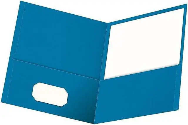 Alt view image 2 of 6 - Oxford Twin-Pocket Folder Embossed Leather Grain Paper Light Blue 25/Box 57501