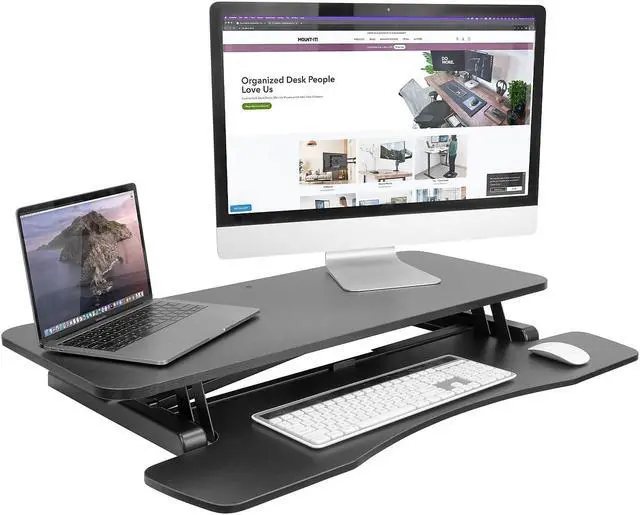 Alt view image 8 of 13 - Mount-It! 36"W Standing Desk Converter Black (MI-8050)