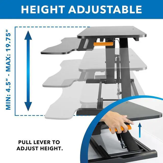 Alt view image 12 of 13 - Mount-It! 36"W Standing Desk Converter Black (MI-8050)
