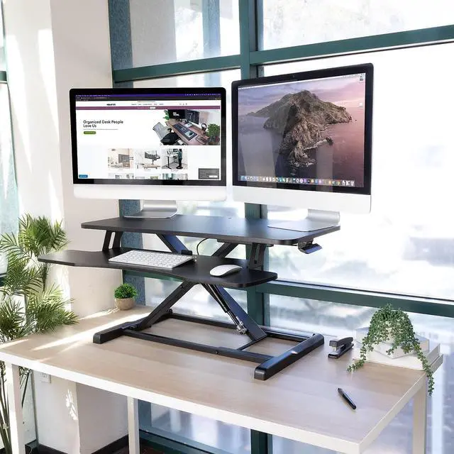 Alt view image 10 of 13 - Mount-It! 36"W Standing Desk Converter Black (MI-8050)