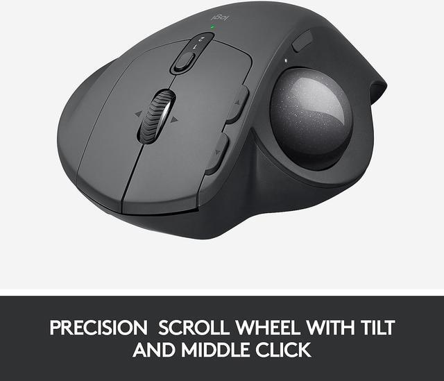 Alt view image 5 of 14 - Logitech MX Ergo Wireless Trackball Mouse Adjustable Ergonomic Design, Control and Move Text/Images/Files Between 2 Windows and Apple Mac Computers (Bluetooth or USB), Rechargeable, Graphite - Black