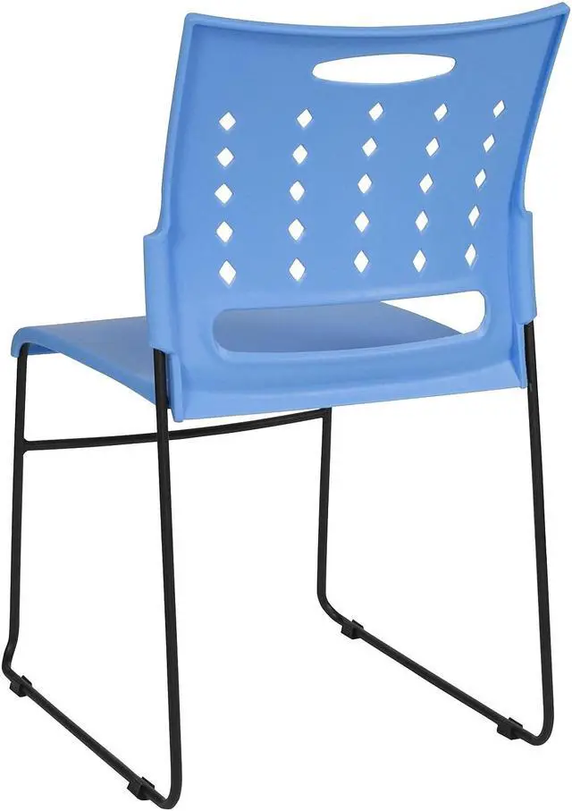 Alt view image 14 of 19 - HERCULES Series 881 lb. Capacity Blue Sled Base Stack Chair with Air-Vent Back