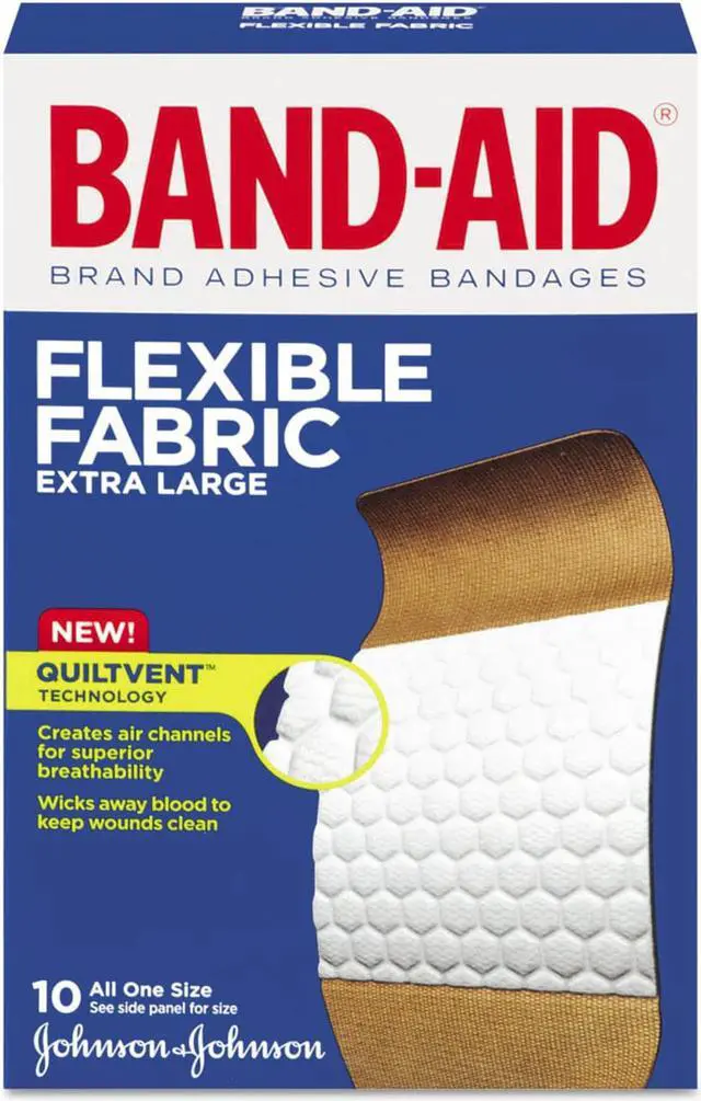 Main image of Band-Aid Flexible Fabric Extra Large Adhesive Bandages, 1.25" X 4", 10/Box 5685