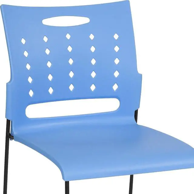 Alt view image 15 of 19 - HERCULES Series 881 lb. Capacity Blue Sled Base Stack Chair with Air-Vent Back