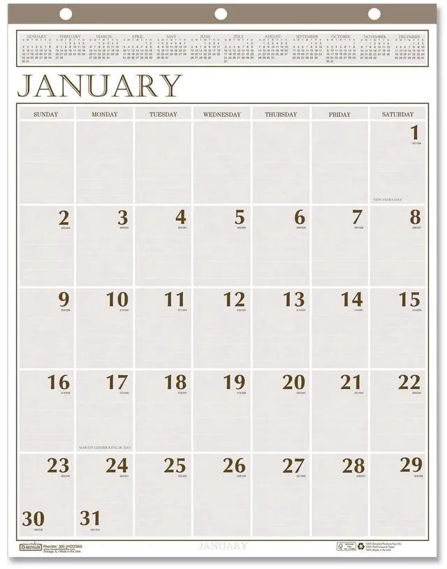 Main image of House of Doolittle Recycled Large Print Monthly Wall Calendar 20 X 26 2026