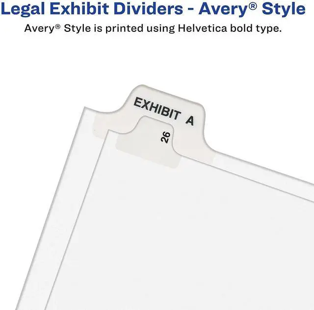 Alt view image 7 of 8 - Avery-Style Legal Exhibit Side Tab Divider Title: 68 Letter White 25/Pack 01068