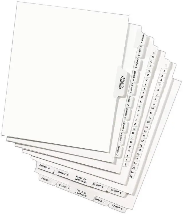 Alt view image 8 of 8 - Avery-Style Legal Exhibit Side Tab Divider Title: 68 Letter White 25/Pack 01068