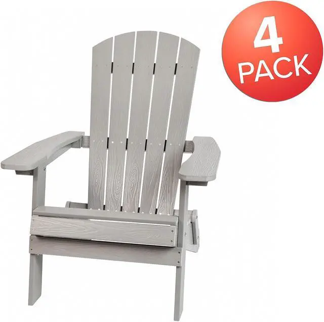 Alt view image 9 of 13 - Charlestown Set of 2 All-Weather Poly Resin Indoor/Outdoor Folding Adirondack Chairs in White with Blue Cushions for Deck, Porch, and Patio