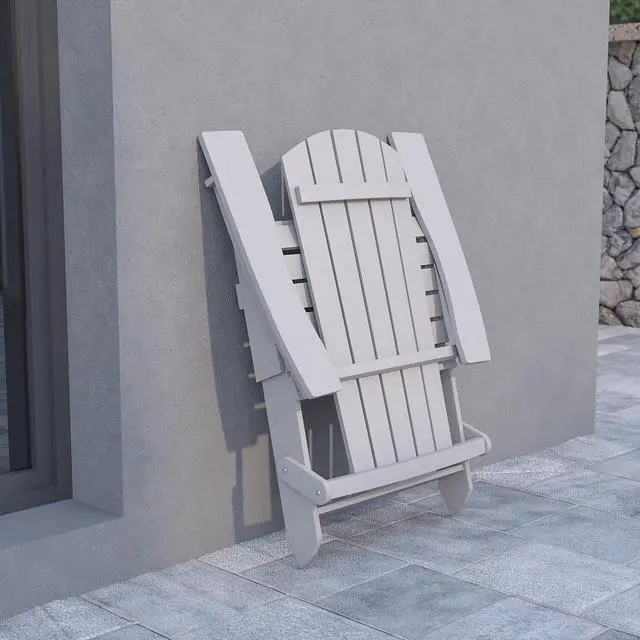 Alt view image 13 of 13 - Charlestown Set of 2 All-Weather Poly Resin Indoor/Outdoor Folding Adirondack Chairs in White with Blue Cushions for Deck, Porch, and Patio