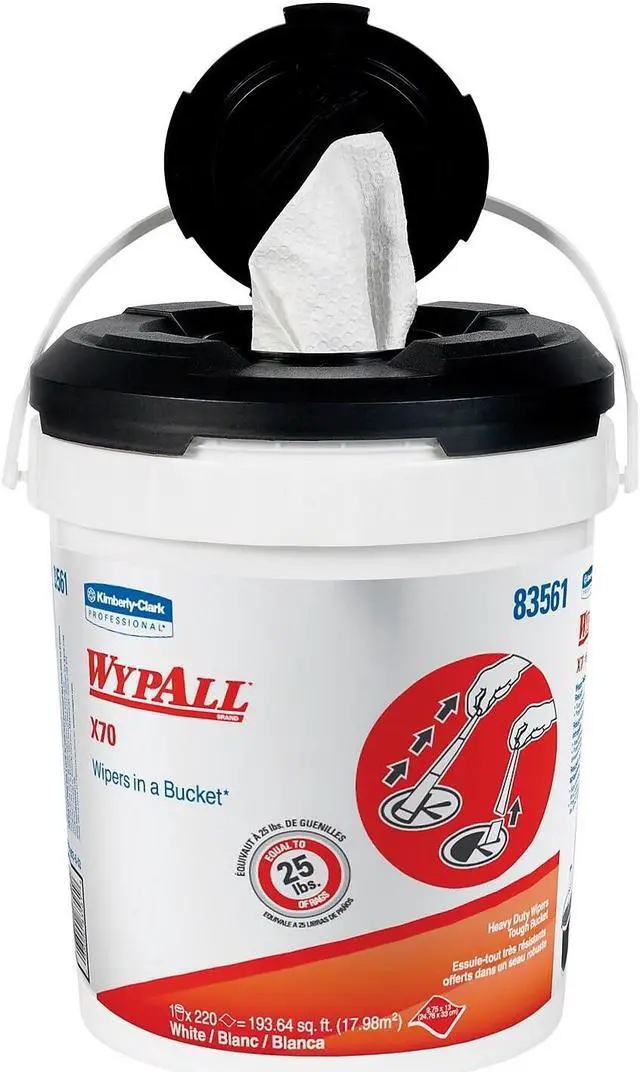 Alt view image 2 of 6 - Wypall Wipers in a Bucket, White, 220 Per Bucket, 2 Bucket/Ca