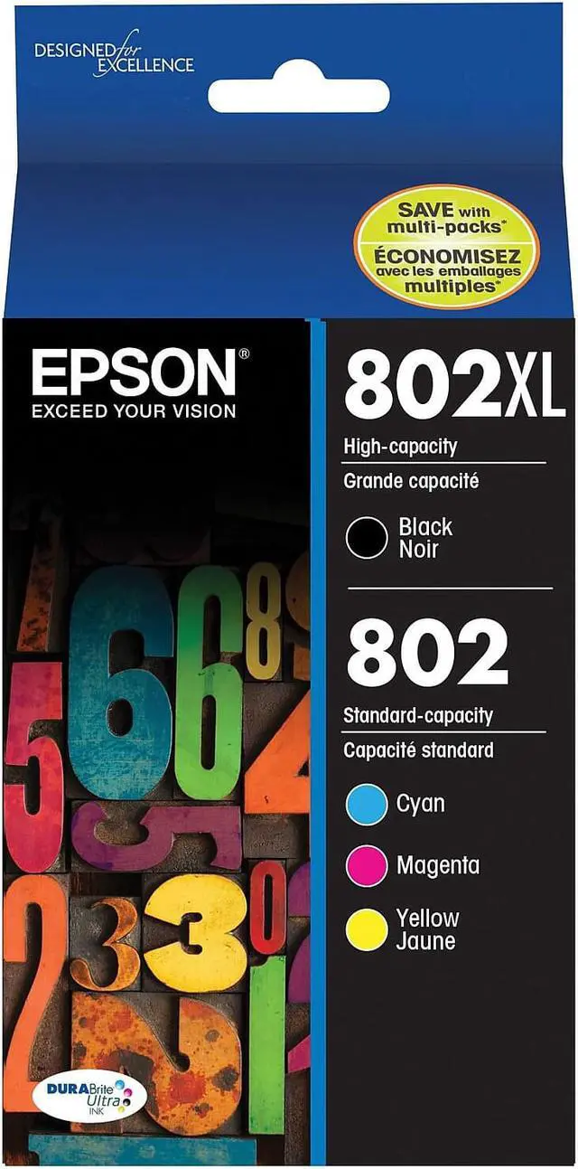 Alt view image 3 of 14 - Epson DURABrite Ultra 802XL Original Ink Cartridge Combo Pack - B/C/M/Y
