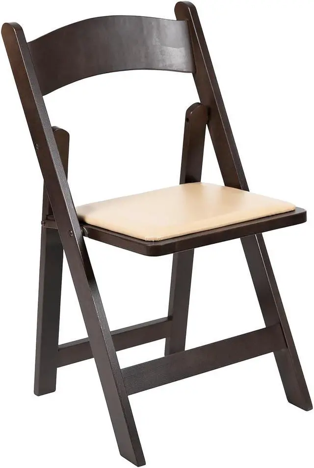 Alt view image 6 of 15 - HERCULES Series Chocolate Wood Folding Chair with Vinyl Padded Seat
