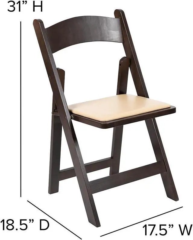 Alt view image 11 of 15 - HERCULES Series Chocolate Wood Folding Chair with Vinyl Padded Seat
