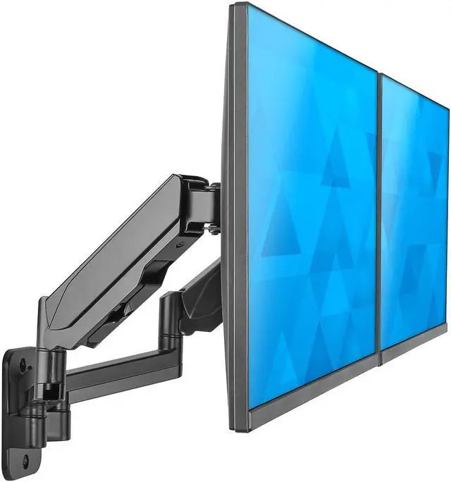 Alt view image 7 of 11 - Mount-It! Adjustable Dual Monitor Wall Mount Up to 32" Black (MI-1766B)
