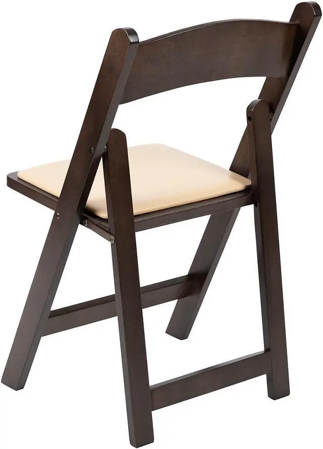 Alt view image 12 of 15 - HERCULES Series Chocolate Wood Folding Chair with Vinyl Padded Seat