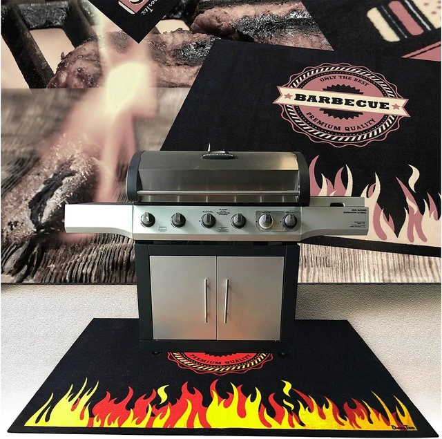 Alt view image 9 of 9 - Floortex Home / Office Decor Pad / Carpet Doortex Flame Design Fire Retardant BBQ Mat - 39" x 60"