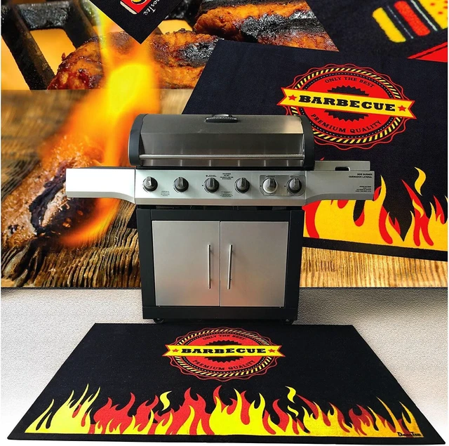 Alt view image 8 of 9 - Floortex Home / Office Decor Pad / Carpet Doortex Flame Design Fire Retardant BBQ Mat - 39" x 60"