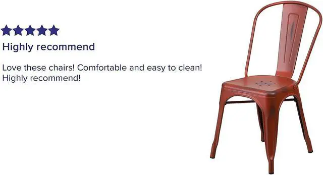 Alt view image 12 of 14 - 4 Pk. Distressed Kelly Red Metal Indoor Stackable Chair