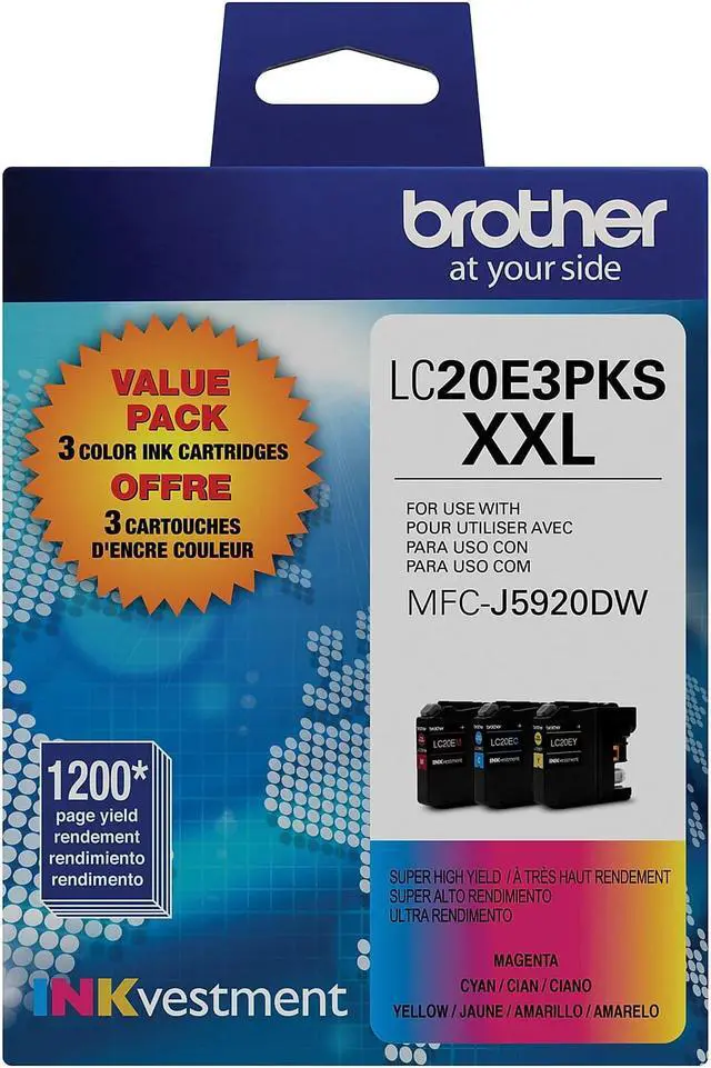 Alt view image 5 of 15 - Brother INKvestment Cyan Magenta Yellow Original Ink Cartridge LC20E3PKS