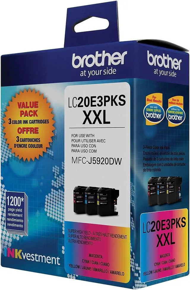 Alt view image 13 of 15 - Brother INKvestment Cyan Magenta Yellow Original Ink Cartridge LC20E3PKS